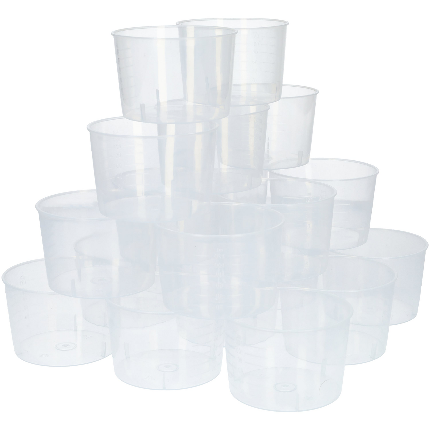 Maatbekers - Plastic bakjes - Plastic bekers met een inhoud van 120ml - Compacte maatbeker - 20 stuks! - Doorzichtig