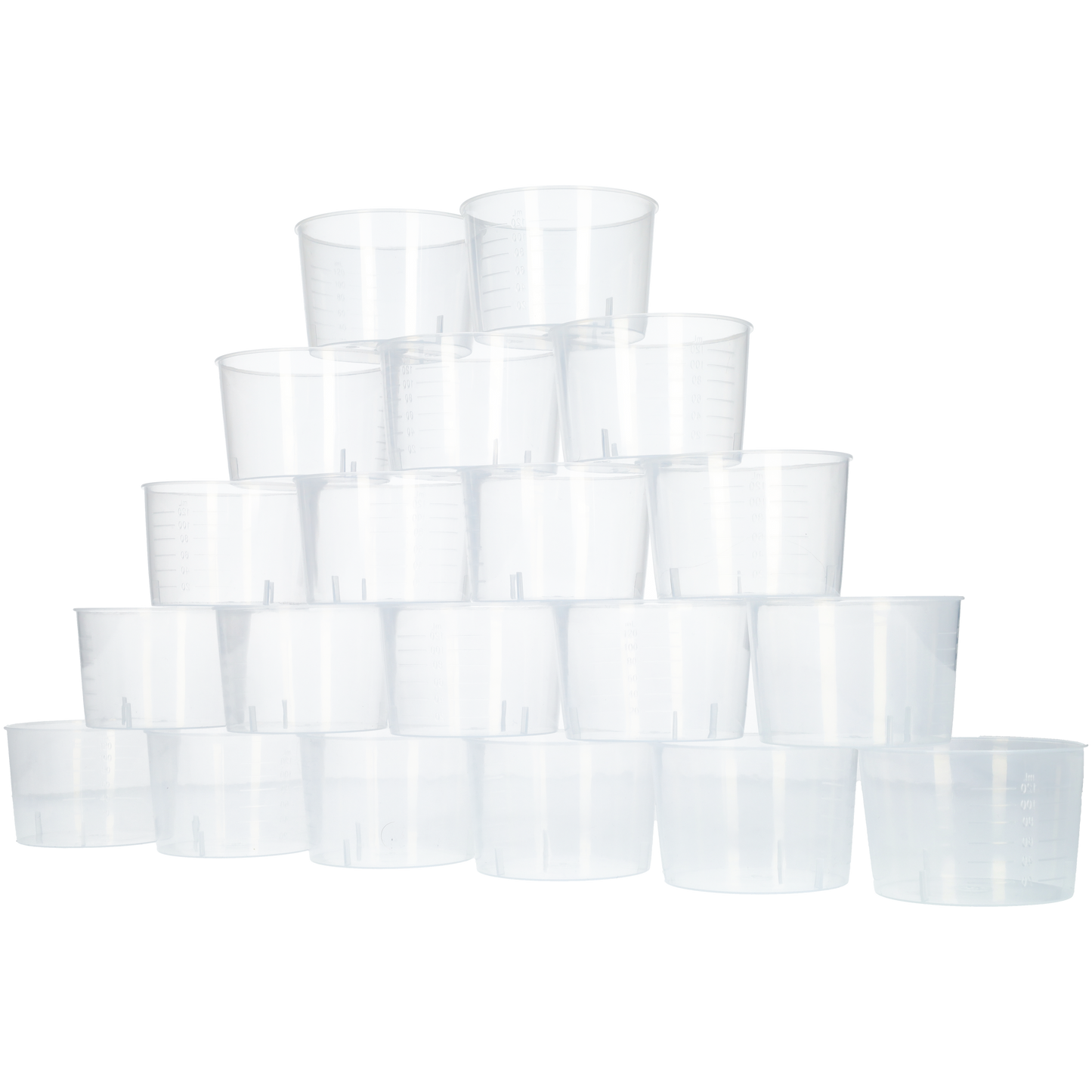 Maatbekers - Plastic bakjes - Plastic bekers met een inhoud van 120ml - Compacte maatbeker - 20 stuks! - Doorzichtig