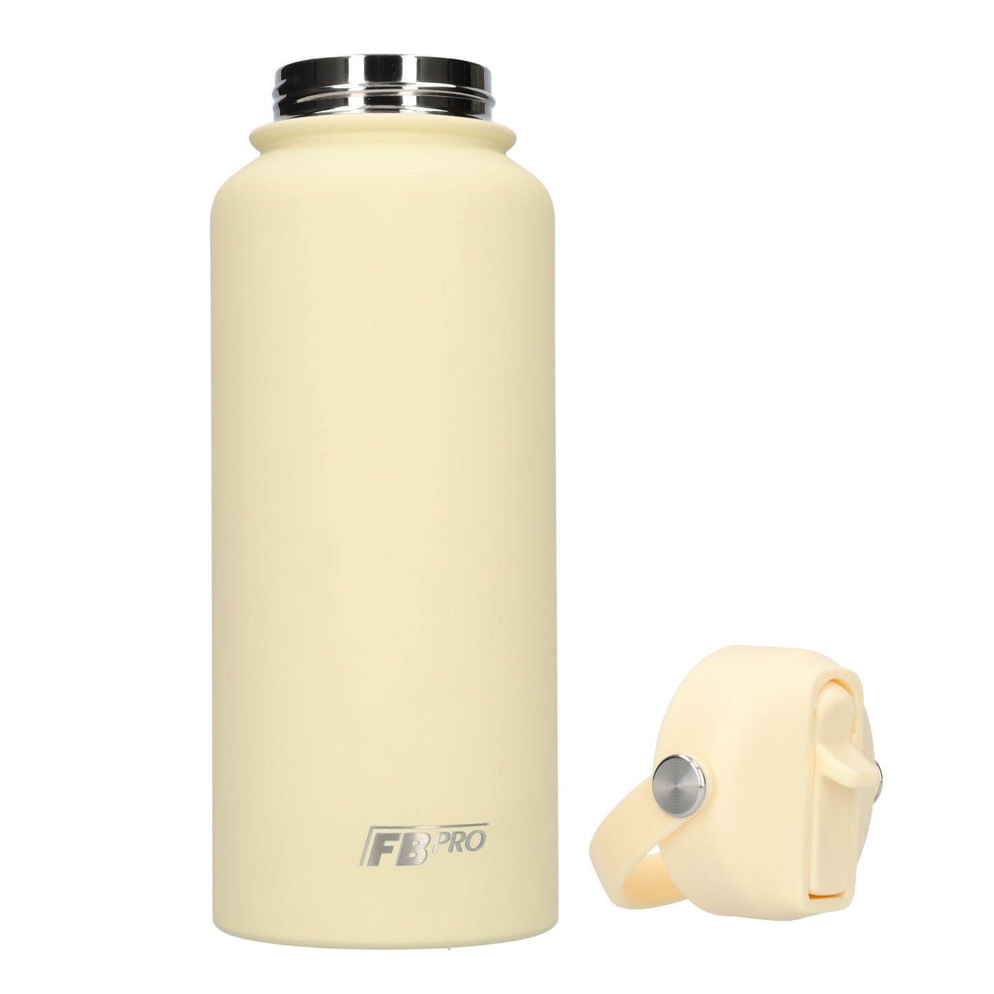 Thermos waterfles 1 liter - Isolerende Waterfles met Draaibare Drinktuit - Cream White