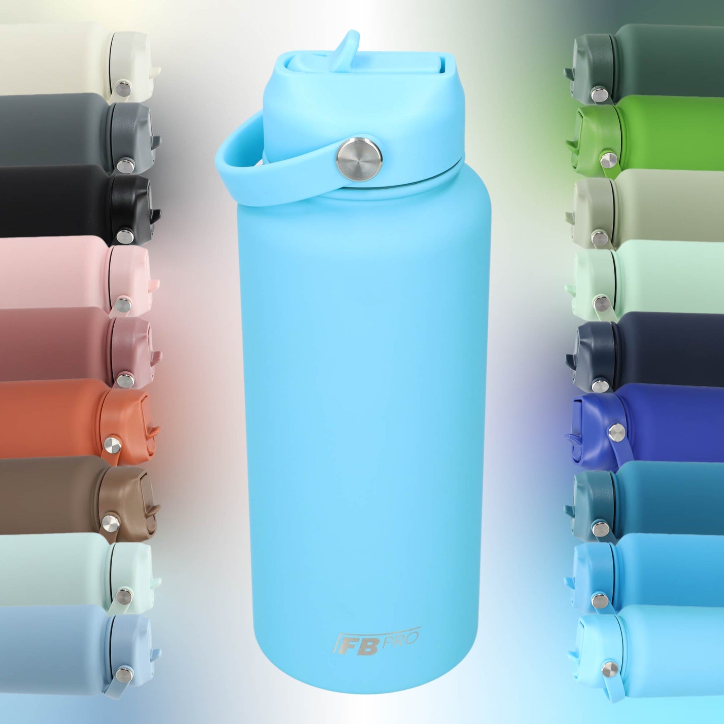 Thermos waterfles 1 liter - Isolerende Waterfles met Draaibare Drinktuit - Sky Blue