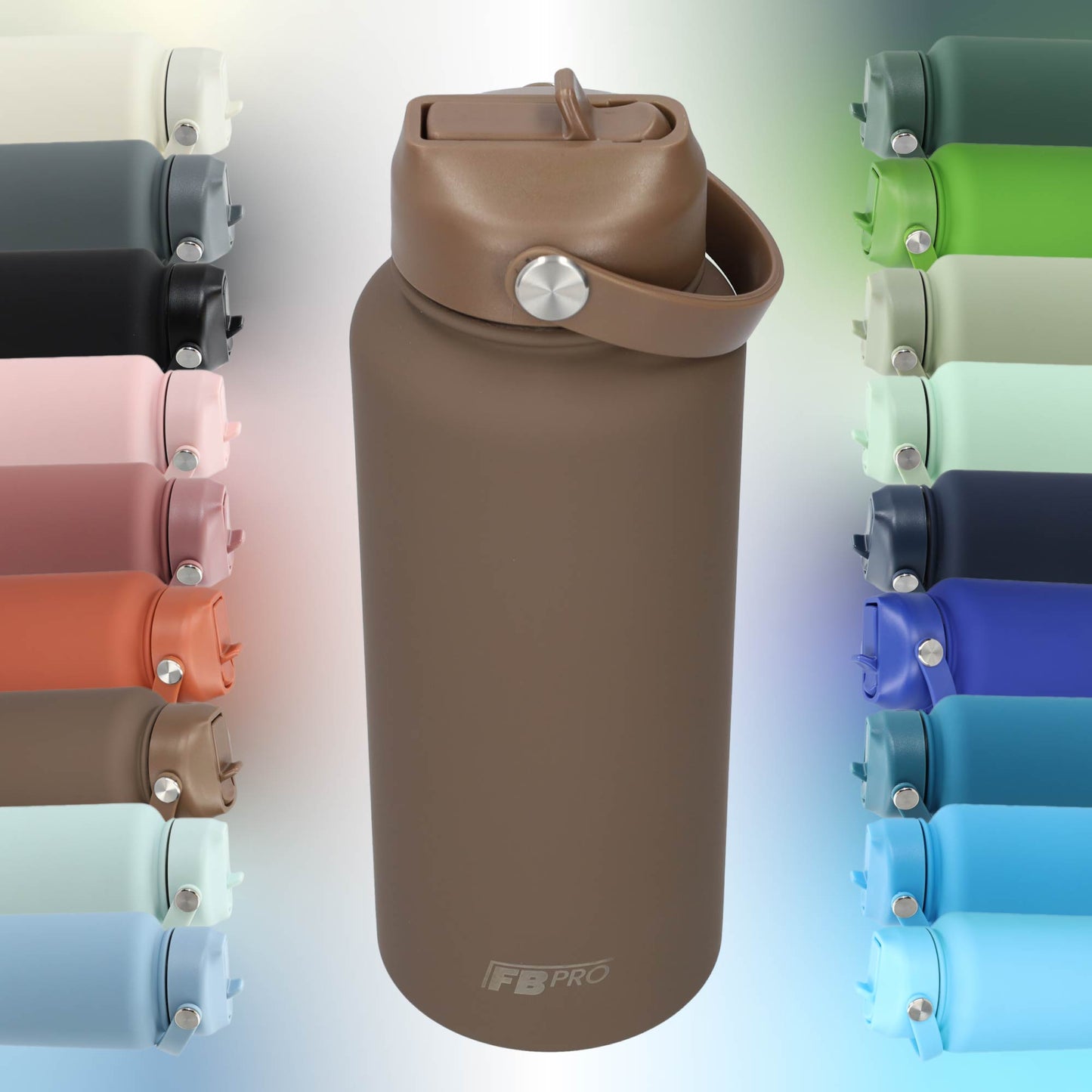Thermos waterfles 1 liter - Isolerende Waterfles met Draaibare Drinktuit - Light Brown