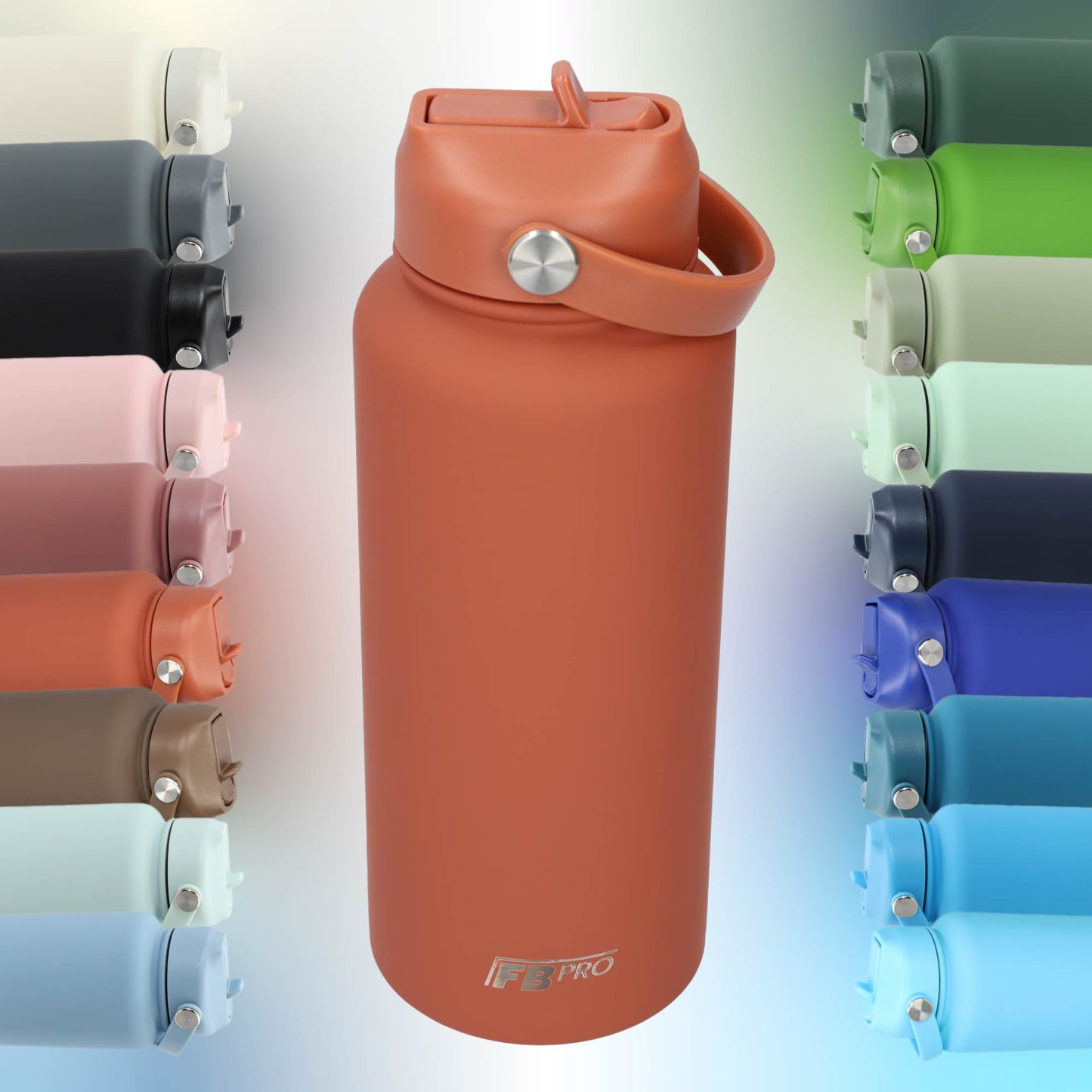 Thermos waterfles 1 liter - Isolerende Waterfles met Draaibare Drinktuit - Brick Red