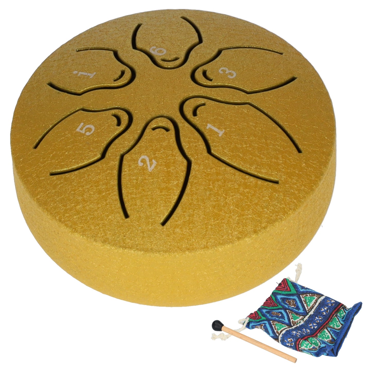 Handpan, Klankschaal - Handpan Drum, Regen Drum - Met Drumstick - Geel - 3 Inch