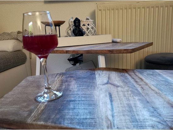 Salontafel rond massief hout ø 56cm - metalen frame - zwart