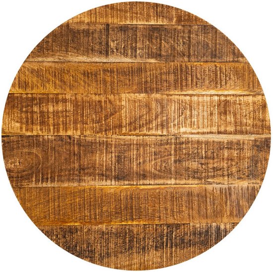 Salontafel rond massief hout ø 56cm - metalen frame - zwart