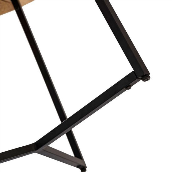 Salontafel rond massief hout ø 56cm - metalen frame - zwart