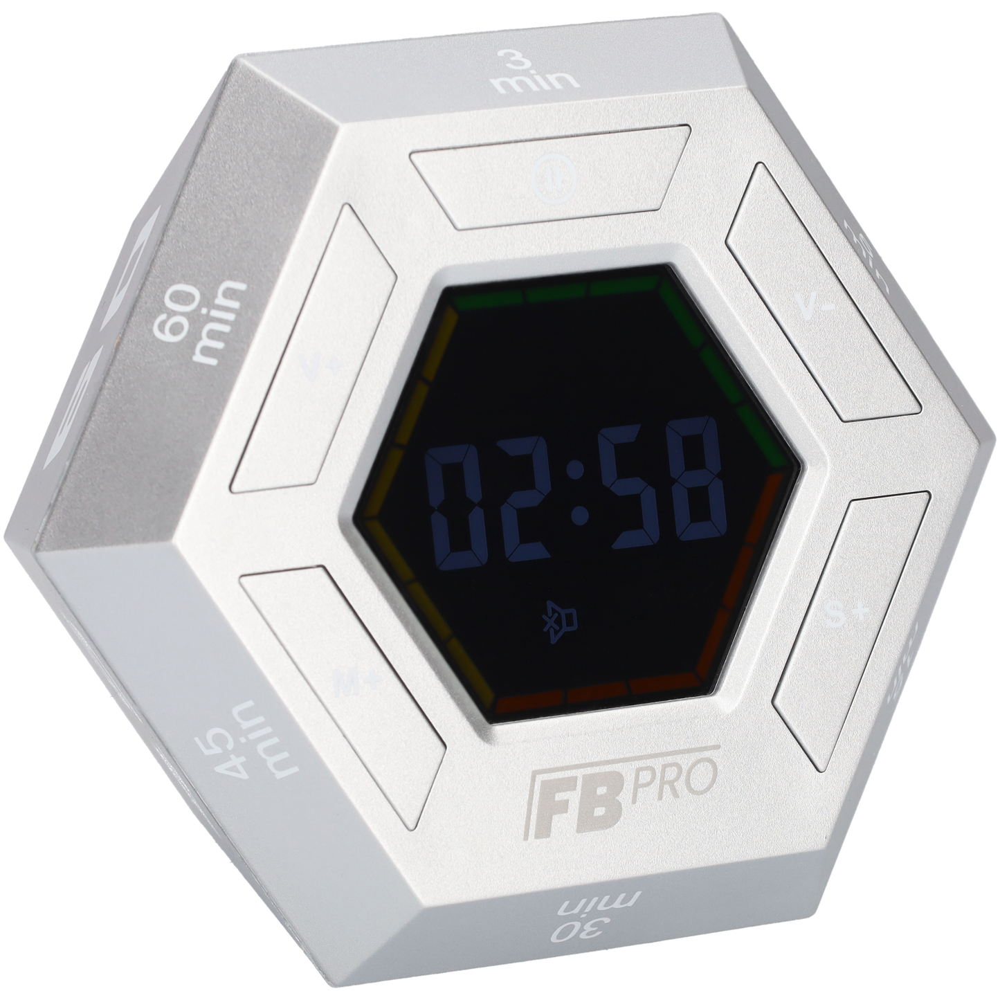 6 Hoekige Digitale Alarmklok - Hexagon Kookwekker - Zilveren Digitale Klok met Magneten