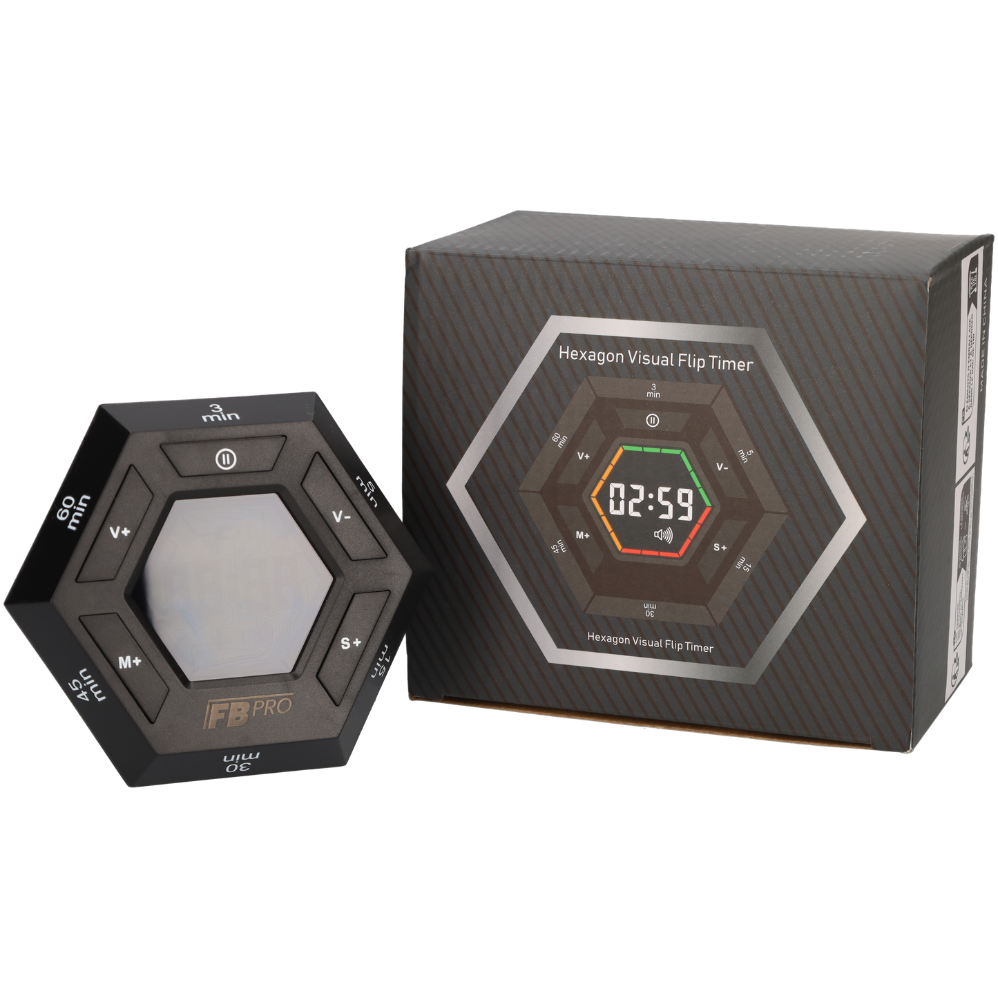 6 Hoekige Digitale Alarmklok - Hexagon Kookwekker - Zwarte Digitale Klok met Magneten