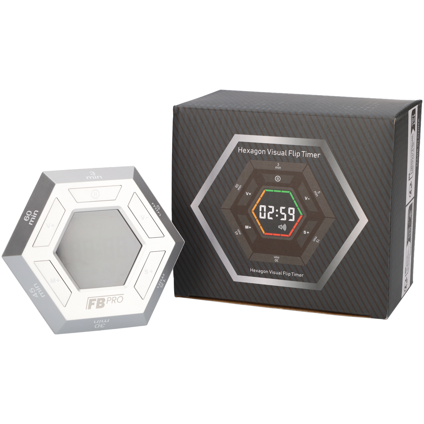 6 Hoekige Digitale Alarmklok - Hexagon Kookwekker - Zilveren Digitale Klok met Magneten