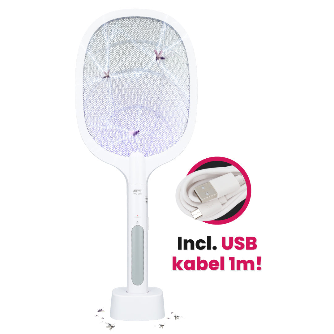 FB958 - Elektrische Vliegenmepper - Vliegenvanger - Oplaadbaar - Wit