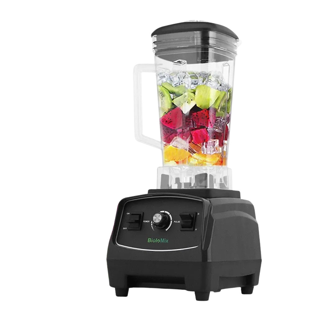 BioloMix G5200 Blender met 3PK (2200 Watt) - 2L Inhoud - Bijzonder Krachtig - 6 Messen - Smoothie Maker - Ice Crusher - Voor Alle Gezonde Sapjes! - Noten Malen - Zwart