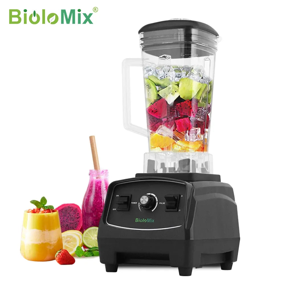BioloMix G5200 Blender met 3PK (2200 Watt) - 2L Inhoud - Bijzonder Krachtig - 6 Messen - Smoothie Maker - Ice Crusher - Voor Alle Gezonde Sapjes! - Noten Malen - Zwart