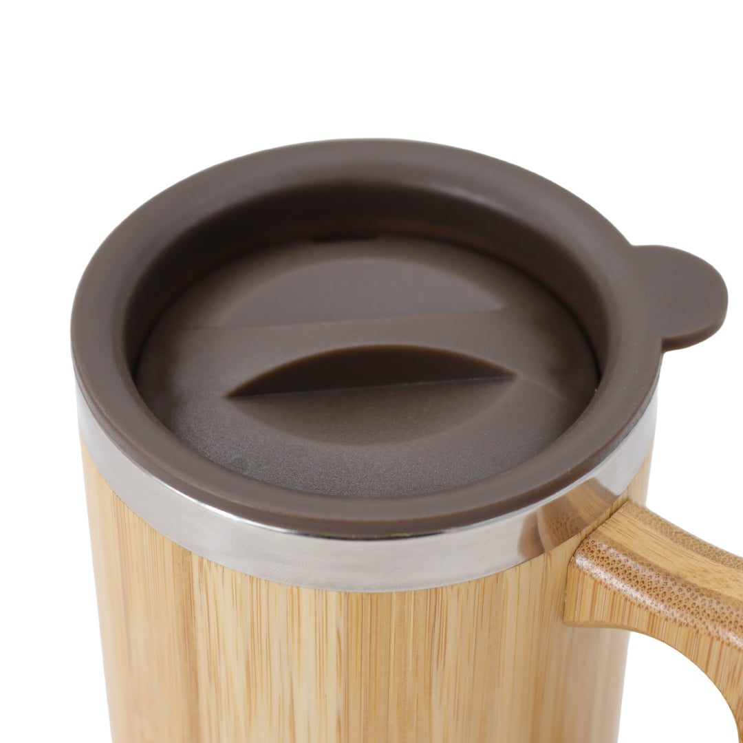 Bamboe Thermosbeker - Koffiebeker - Drinkbeker met Afsluitbare Bovenkant! - 300ml