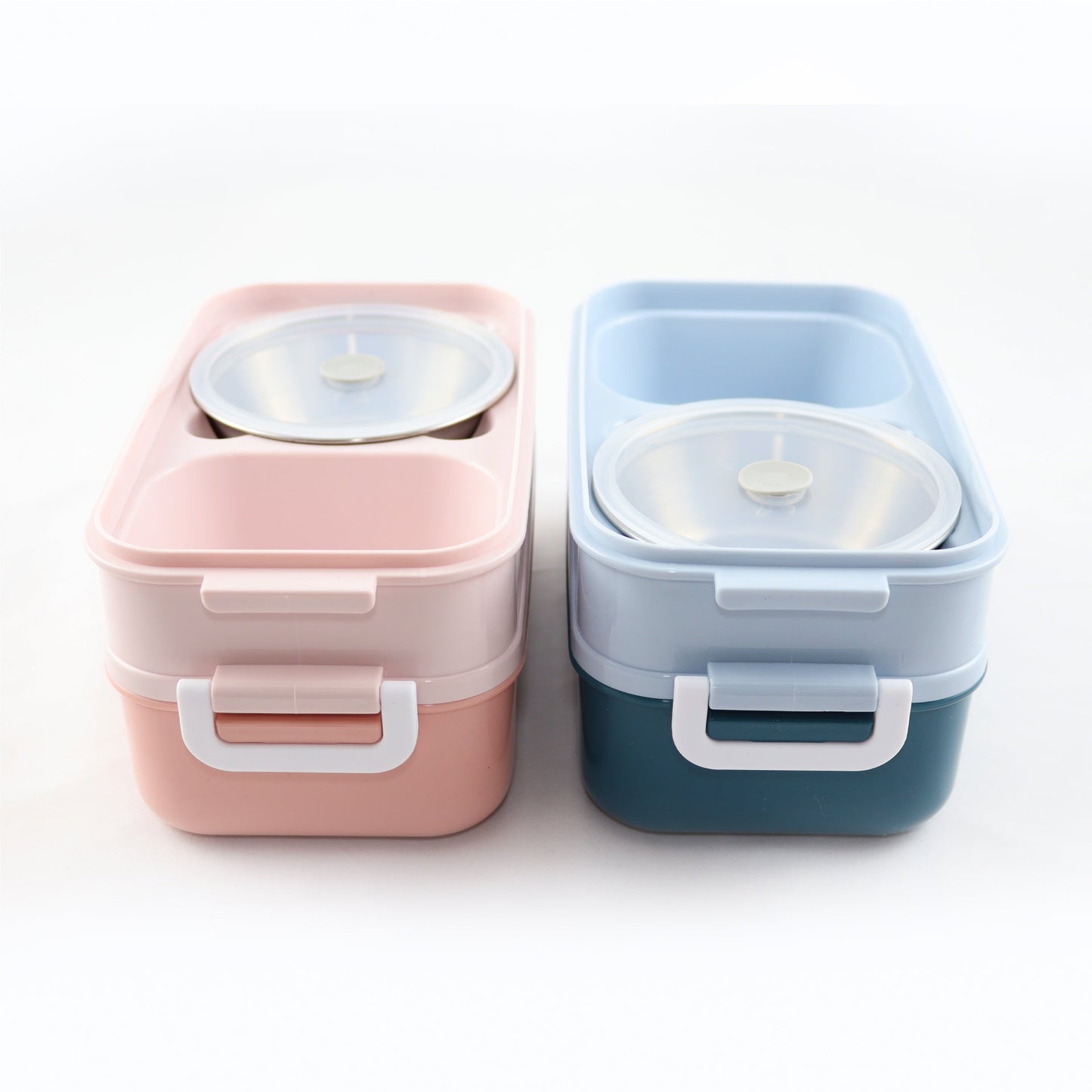 Lunchbox met soepkom Blauw en Roze - Luxe bentobox - luchtdicht en lekvrij - BPA vrij!