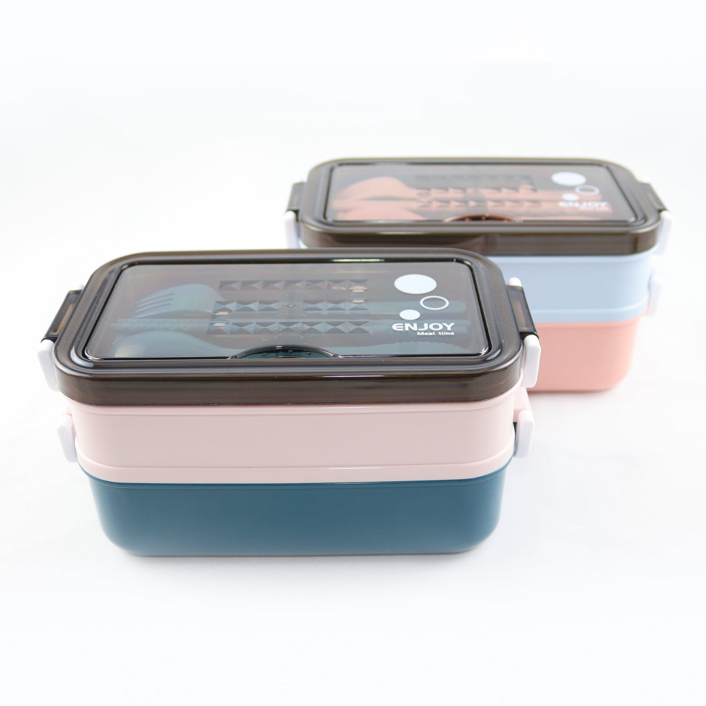 Lunchbox met soepkom Blauw en Roze - Luxe bentobox - luchtdicht en lekvrij - BPA vrij!