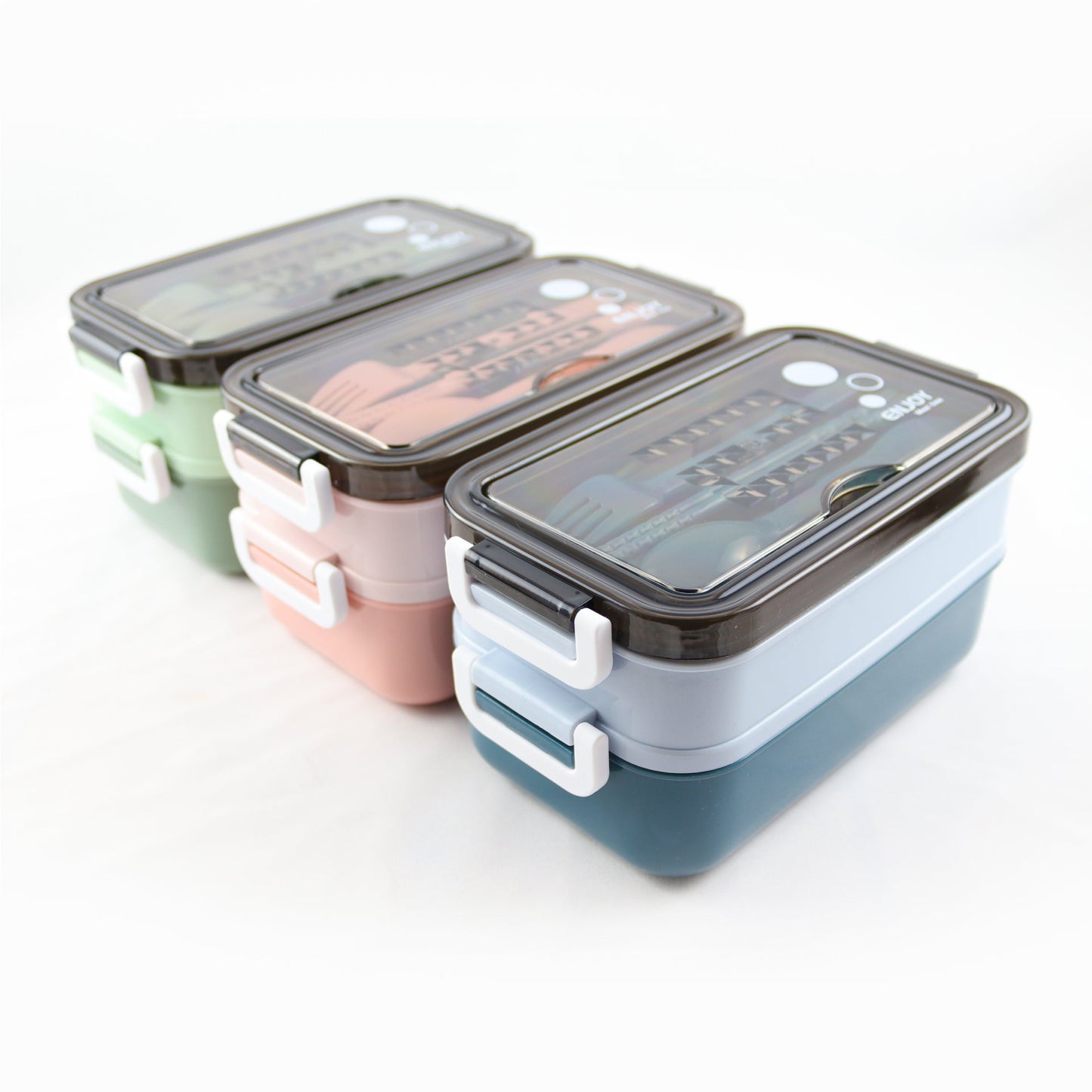 Lunchbox met soepkom Blauw, Groen en Roze - Luxe bentobox - luchtdicht en lekvrij - BPA vrij!