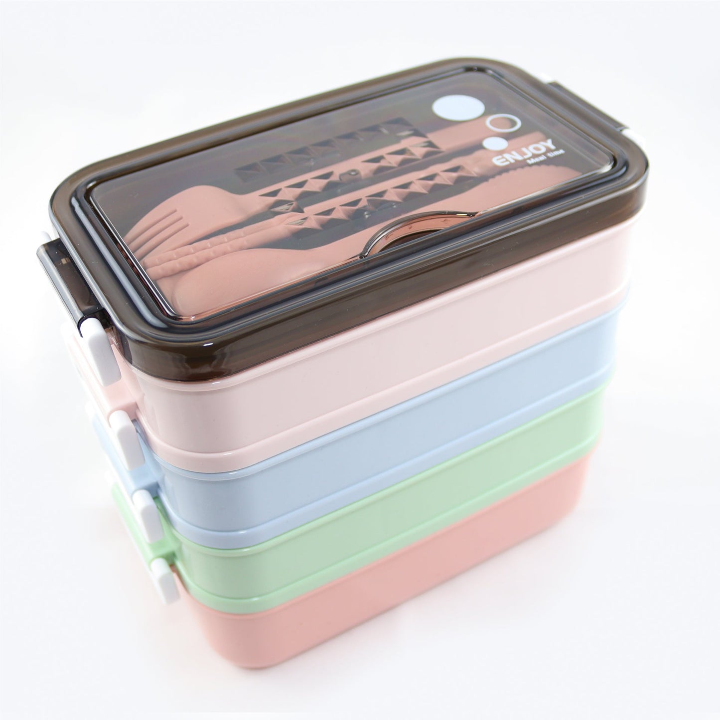 Lunchbox met soepkom Blauw, Groen en Roze - Luxe bentobox - luchtdicht en lekvrij - BPA vrij!