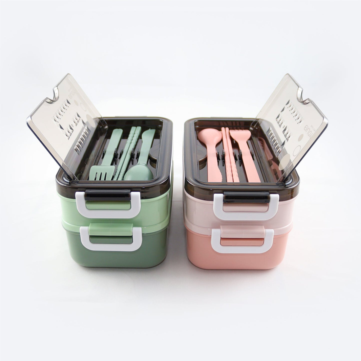Lunchbox met soepkom Groen en Roze - Luxe bentobox - luchtdicht en lekvrij - BPA vrij!