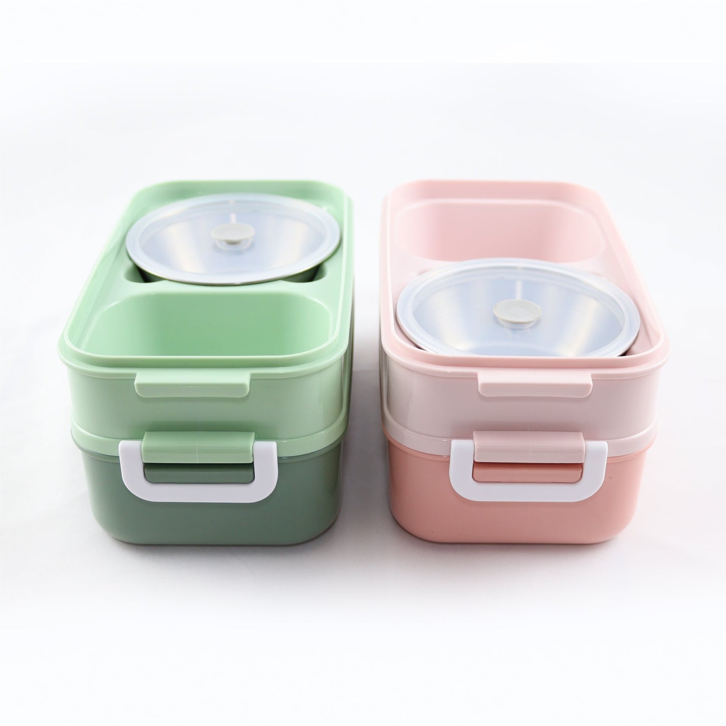 Lunchbox met soepkom Groen en Roze - Luxe bentobox - luchtdicht en lekvrij - BPA vrij!