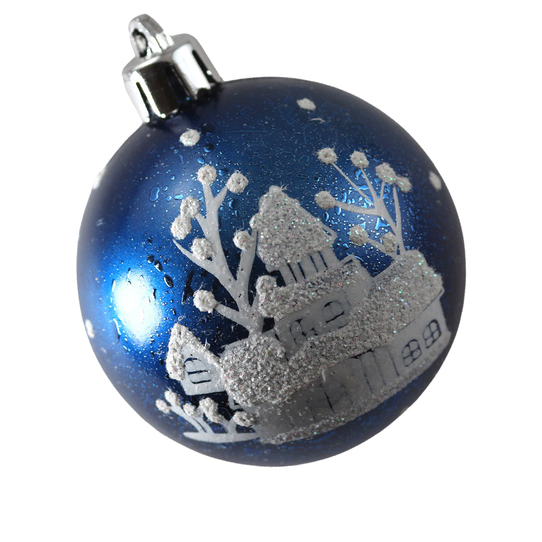 Kerstballen - 9 Delige Set - Kerstversiering - Blauw - Zilver - Verschillende Afwerkingen - Kerstboom Kerstballen - Voor in de kerstboom