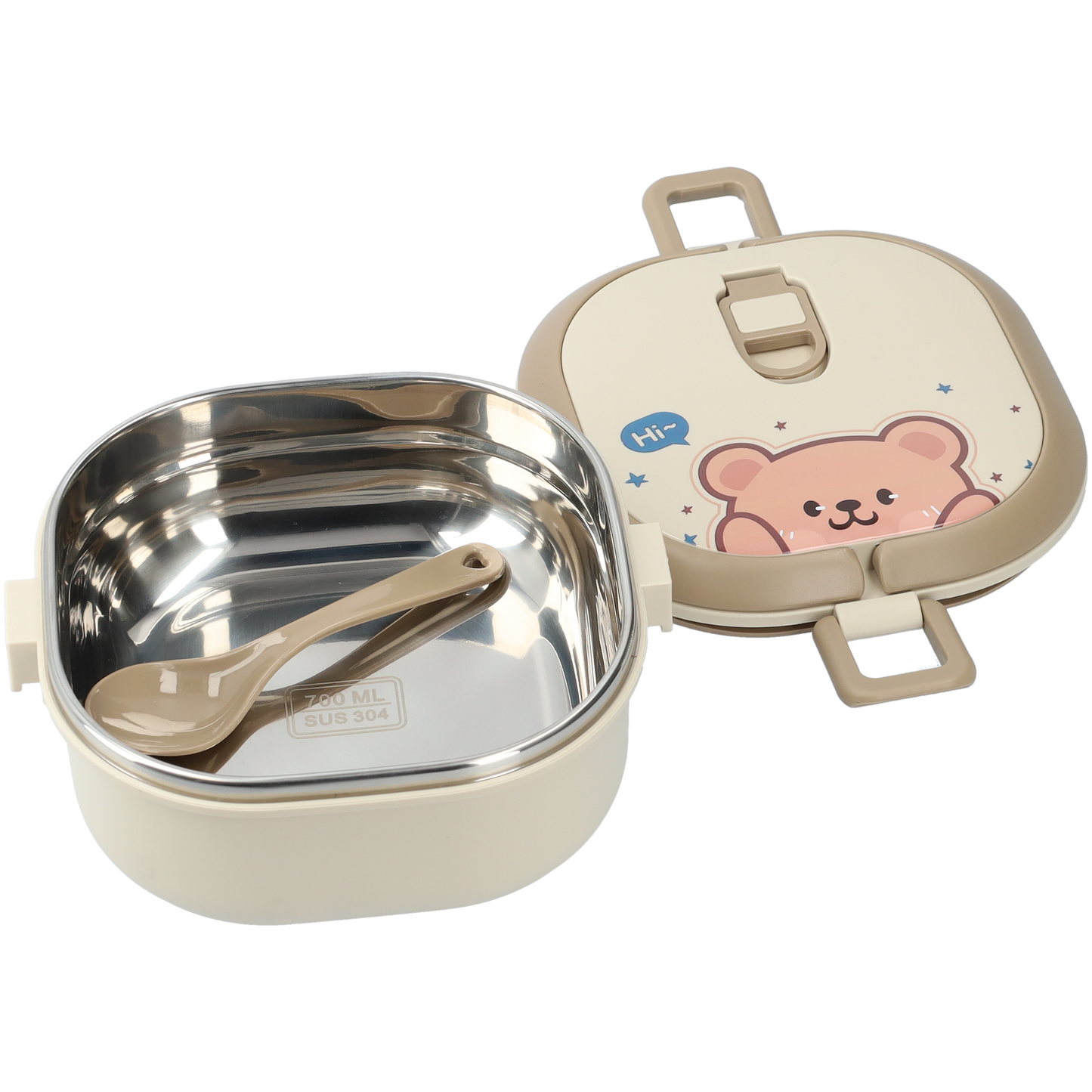 Schattige lunchbox met lepel - Luchtdicht en lekvrij - Lunchbox 700ml
