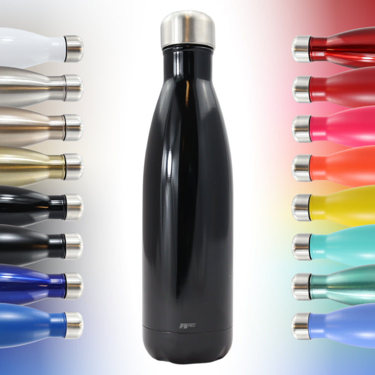 FBFS10, Thermosfles, Drinkfles, Waterfles - 500ml - Gloss Black - Glanzend Zwart