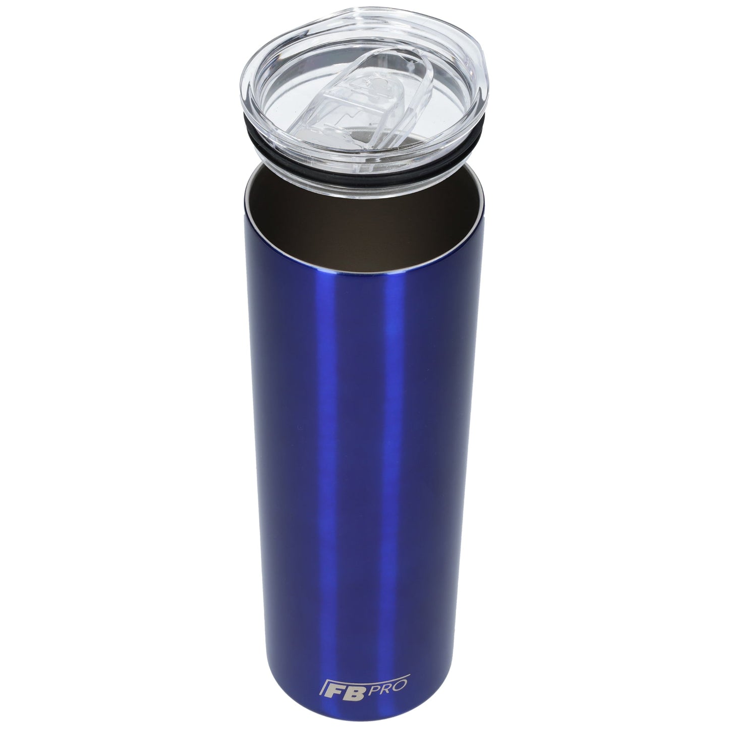 Slanke drinkbeker met rietje - 550 ML - RVS - Blauw