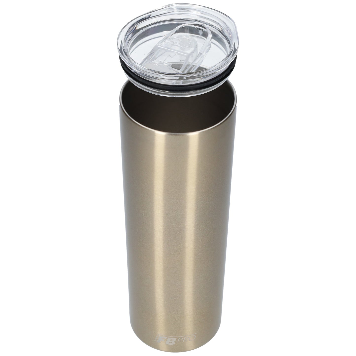 Slanke drinkbeker met rietje - 550 ML - RVS - Grijs