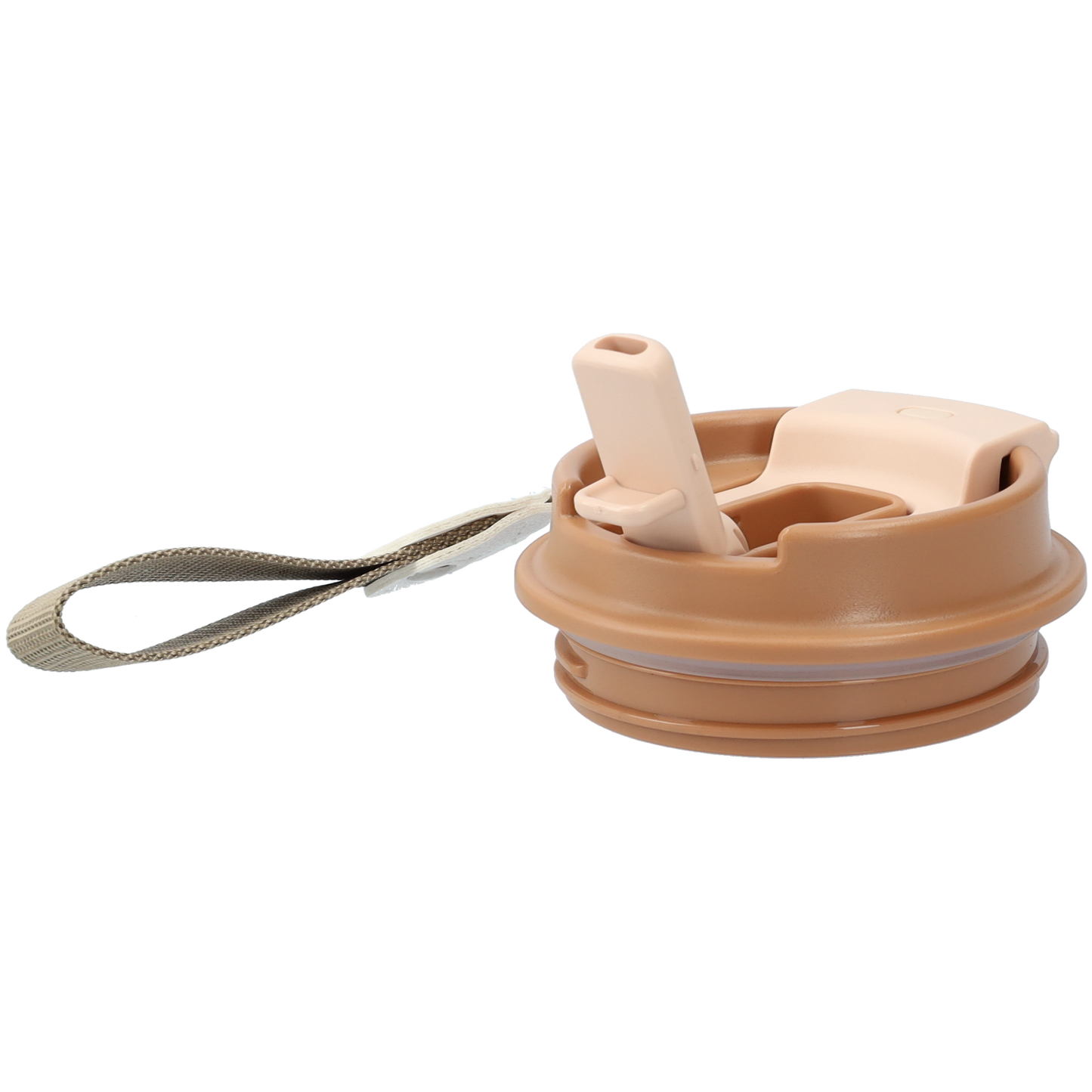 Kleine thermosbeker (400ml) - RVS drinkbeker met draaibare drinktuit en koord - Groen/Bruin