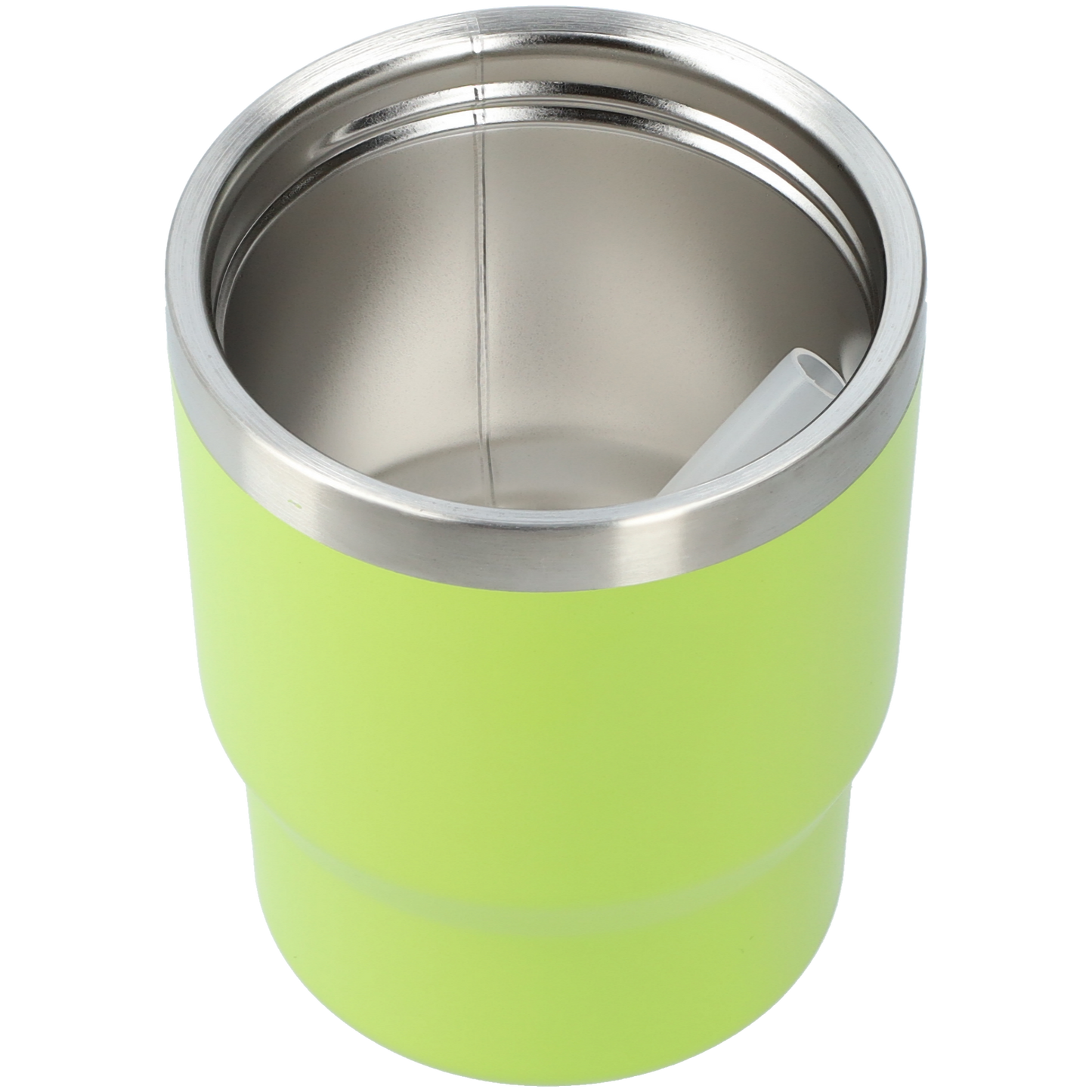 Kleine thermosbeker (400ml) - RVS drinkbeker met draaibare drinktuit en koord - Groen/Bruin