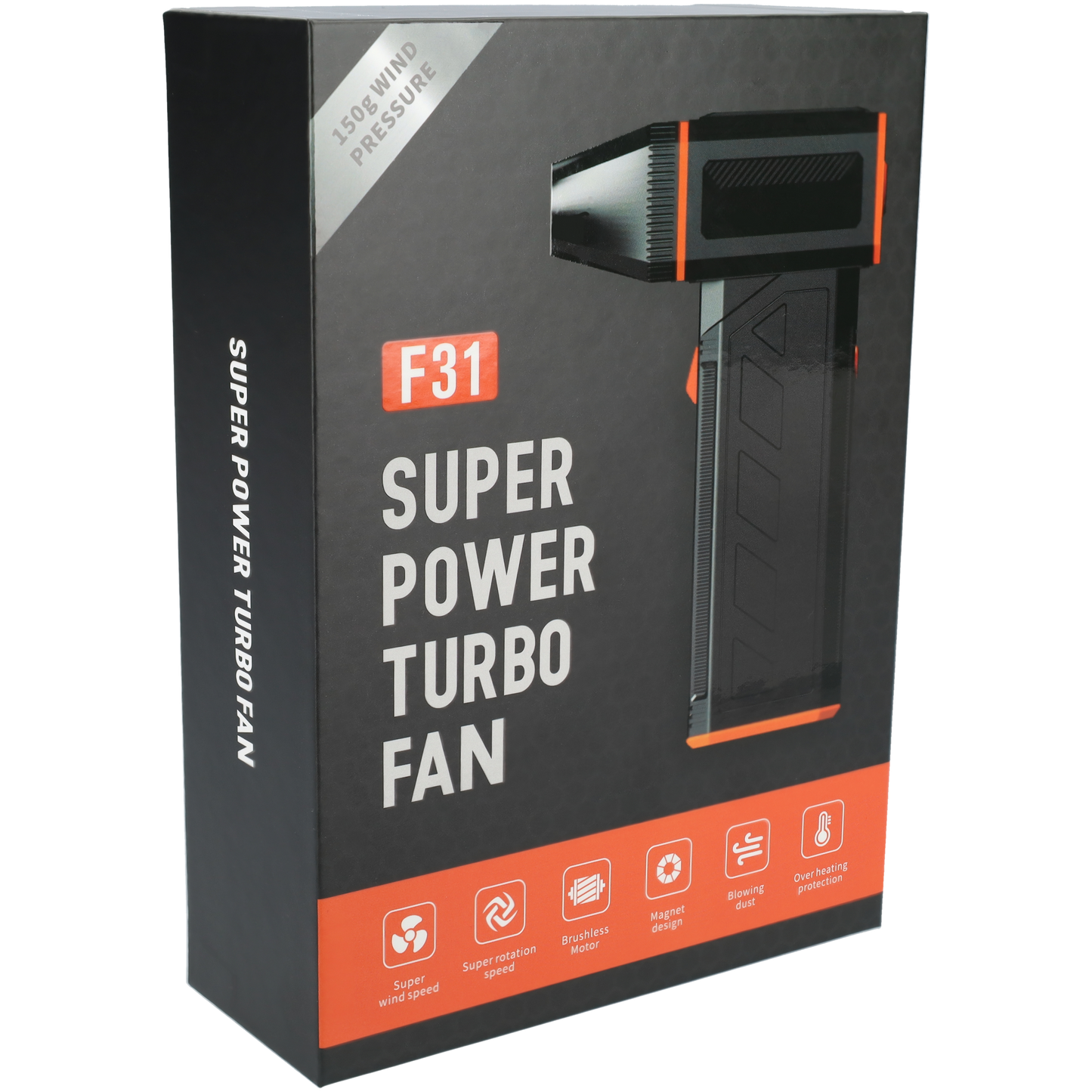 FBT135P - Super power turbo fan - Stofblazer - USB-C oplaadbaar - LED batterij display - Zwart