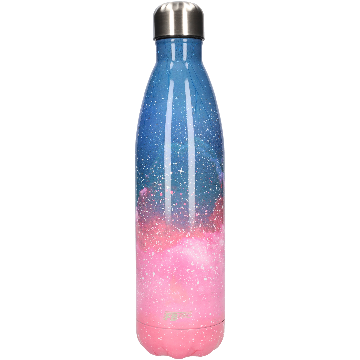 FBFS162 Thermosfles, Drinkfles, Waterfles - 750 ml - Dubbelwandig - Roze Blauwe sterren - Pink Blue Stars