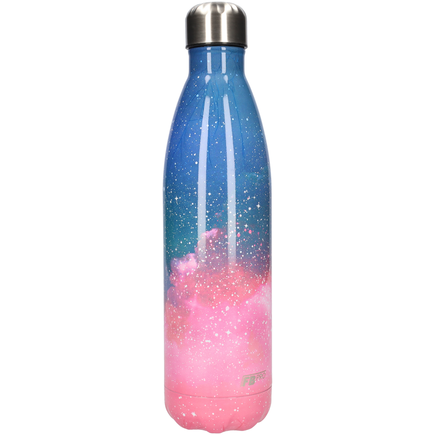FBFS162 Thermosfles, Drinkfles, Waterfles - 750 ml - Dubbelwandig - Roze Blauwe sterren - Pink Blue Stars