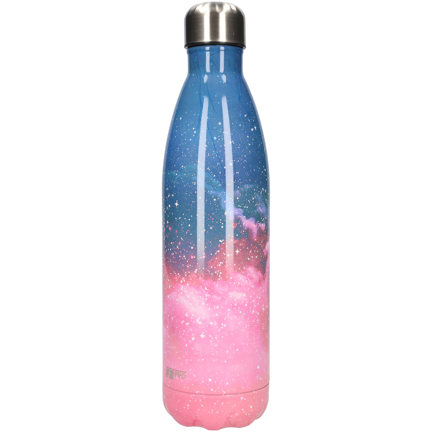 FBFS162 Thermosfles, Drinkfles, Waterfles - 750 ml - Dubbelwandig - Roze Blauwe sterren - Pink Blue Stars