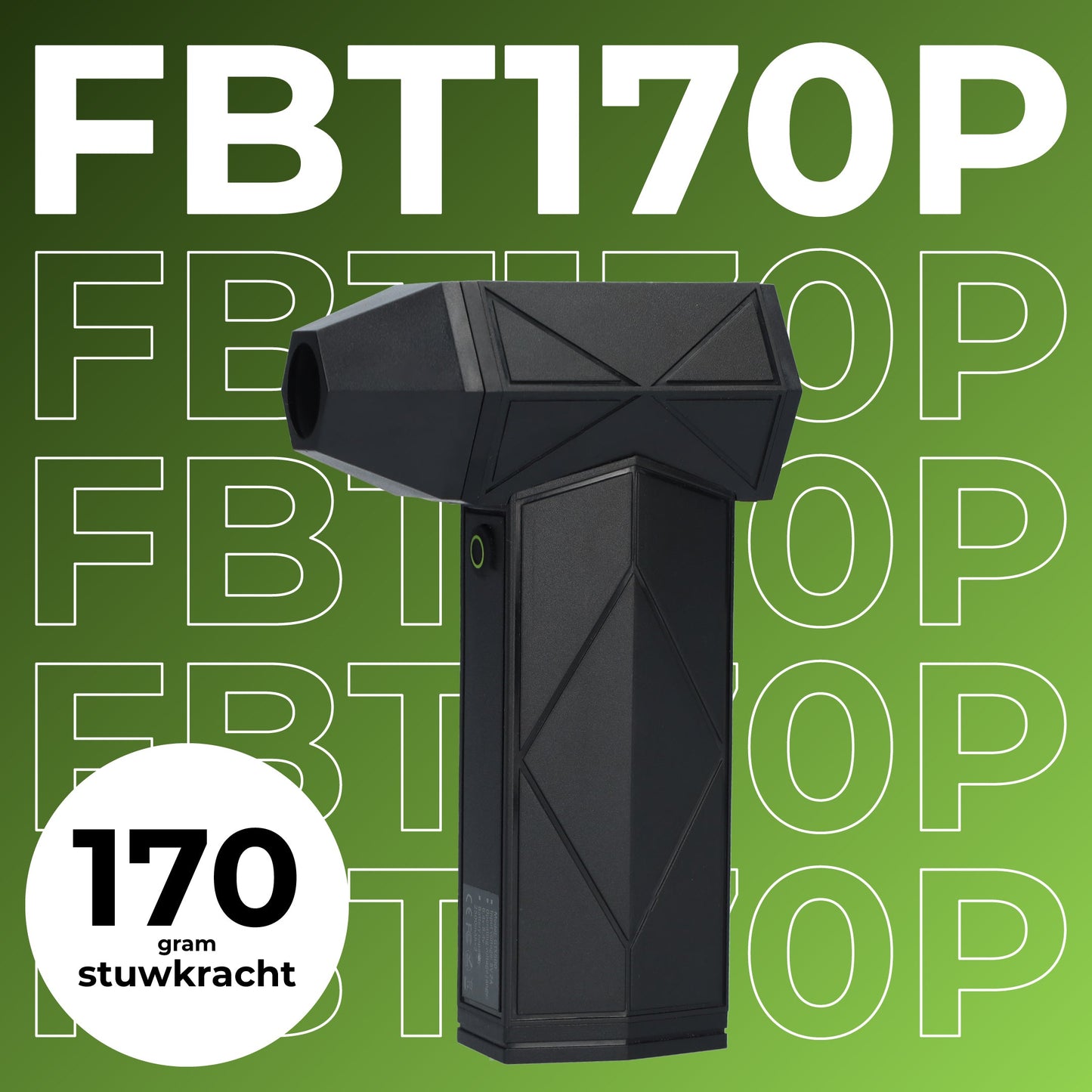 FBT170P - Super power turbo fan - Stofblazer - LED batterij display - Zwart