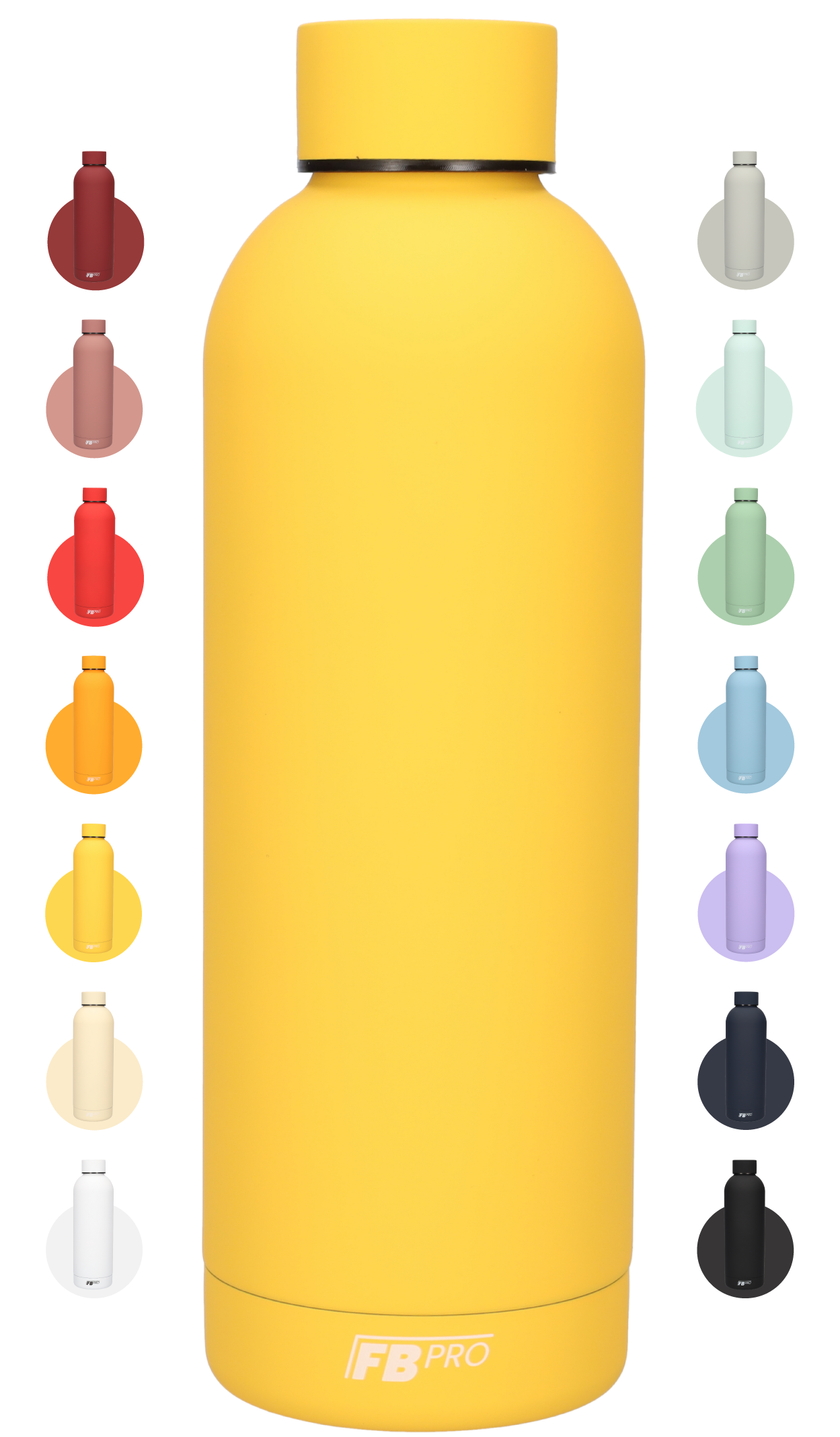 Drinkfles - Dubbelwandige waterfles - Thermosfles - RVS thermos fles - 500 ML - Geel