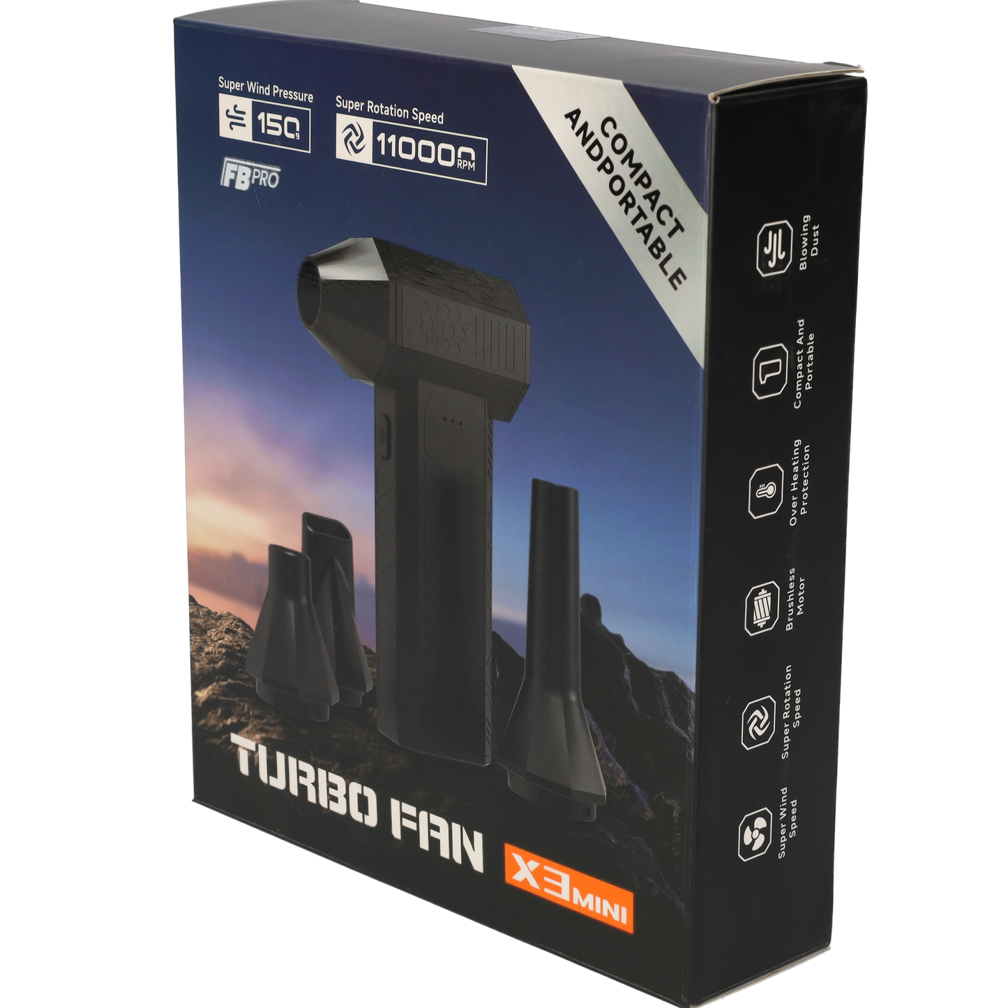 FBT125 Mini - Super Power Turbo Fan Luchtpistool - Stofblazer - Turbo jet fan - Zwart