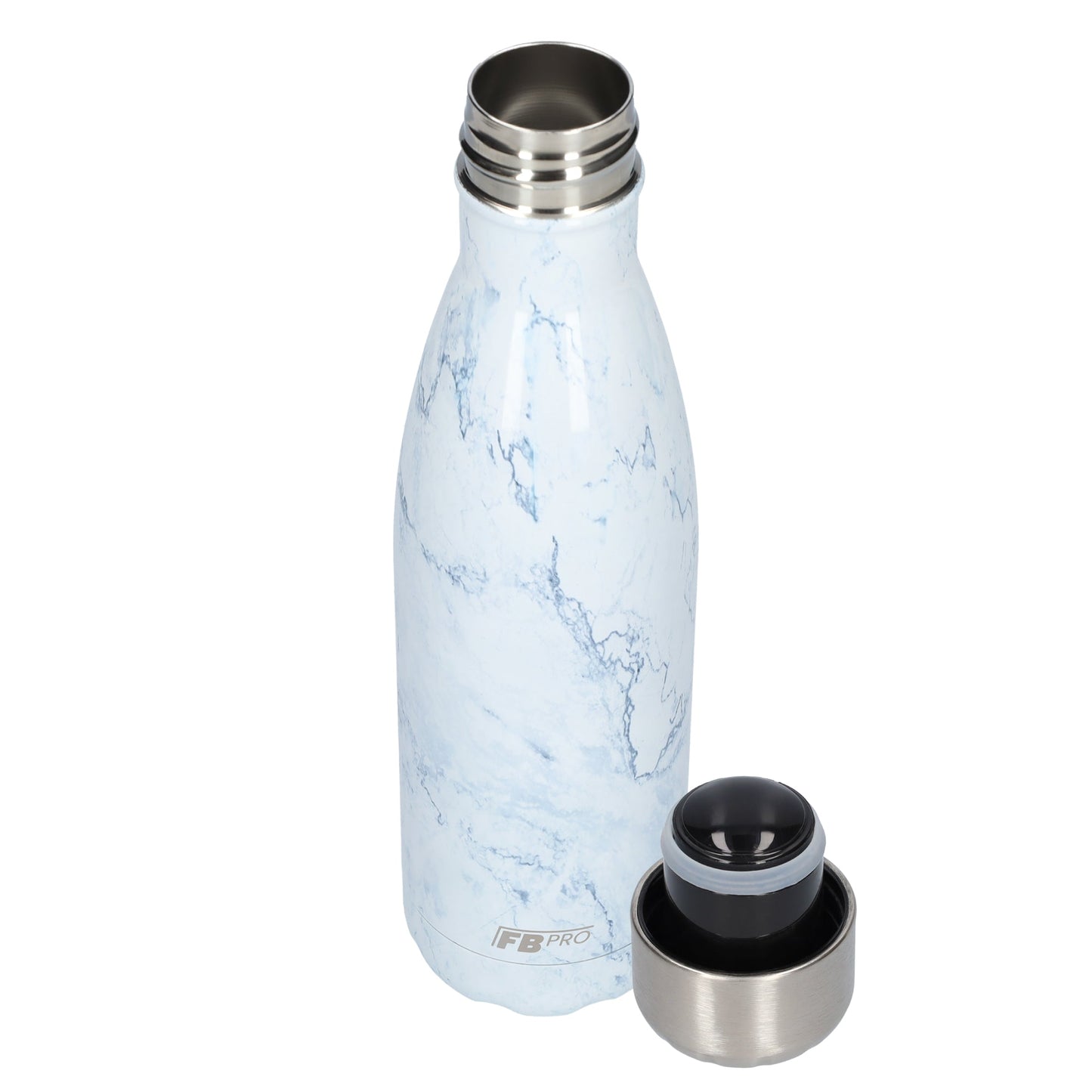 FBFS31, Thermosfles, Drinkfles, Waterfles - 500ml - Light Blue Marble - Licht Blauw Marmer