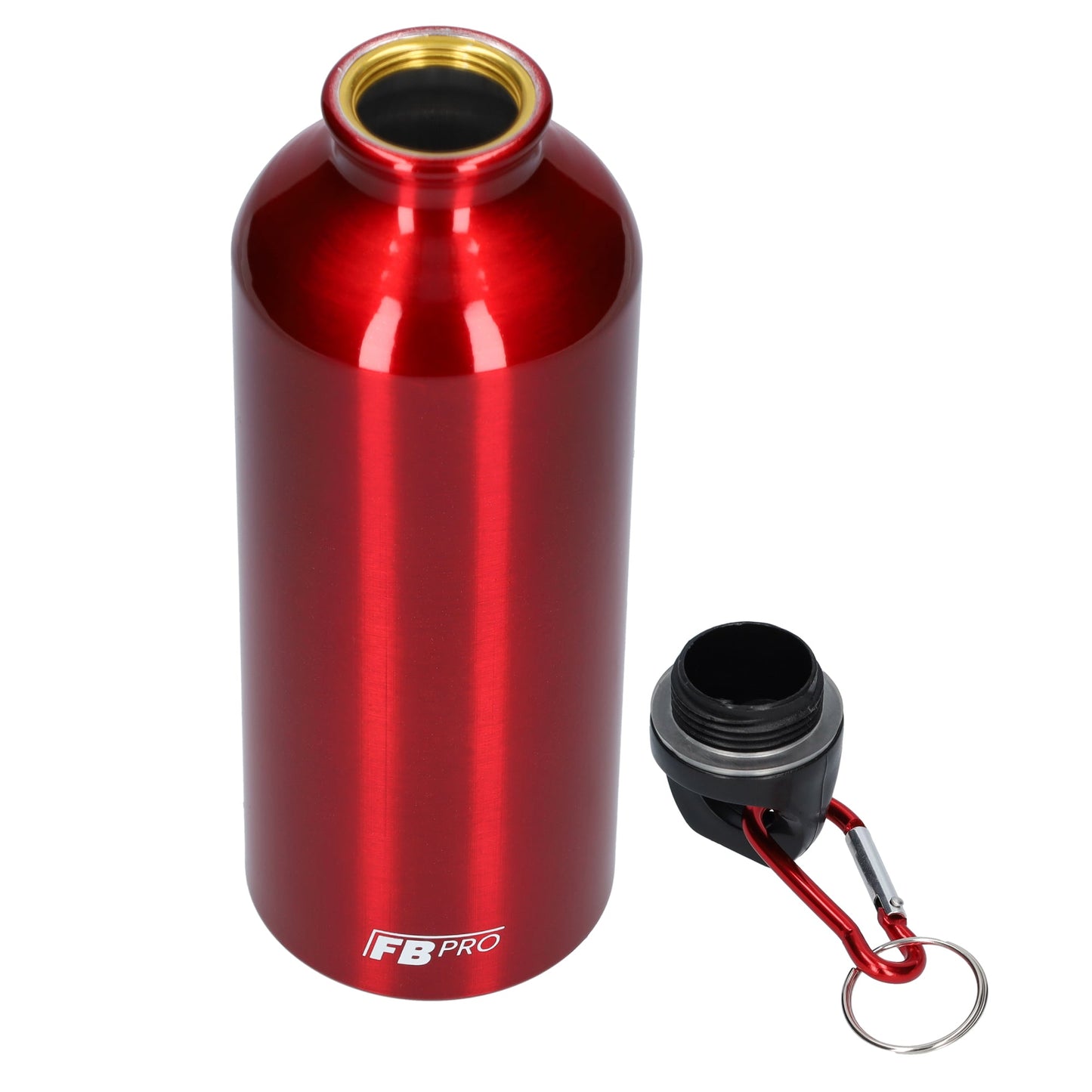 Aluminium drinkfles met o-dop - Waterfles - 500 ml - Met handige karabijnhaak - Modern design - Rood