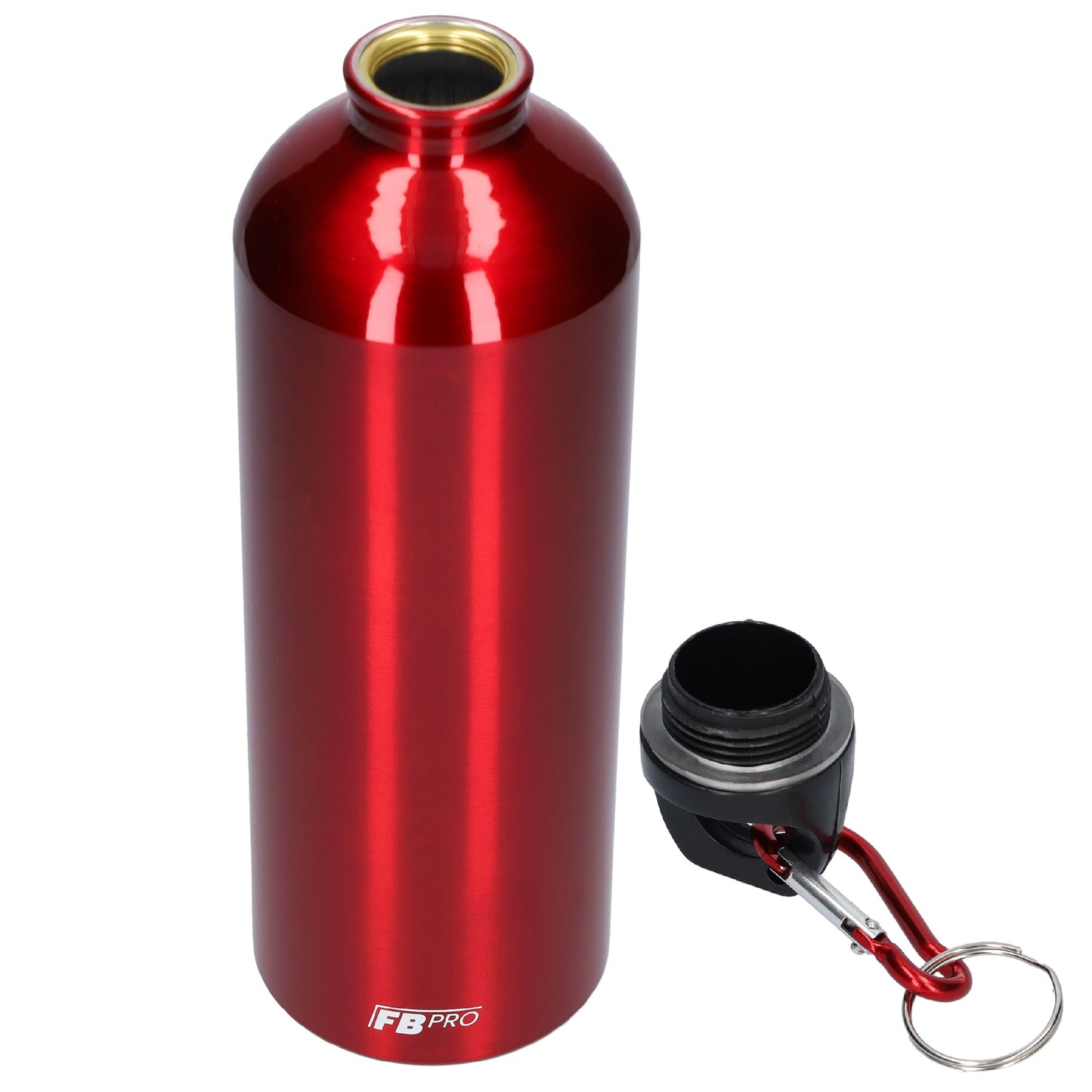Aluminium drinkfles met o-dop - Waterfles - 1L - Met handige karabijnhaak - Modern design - Ro