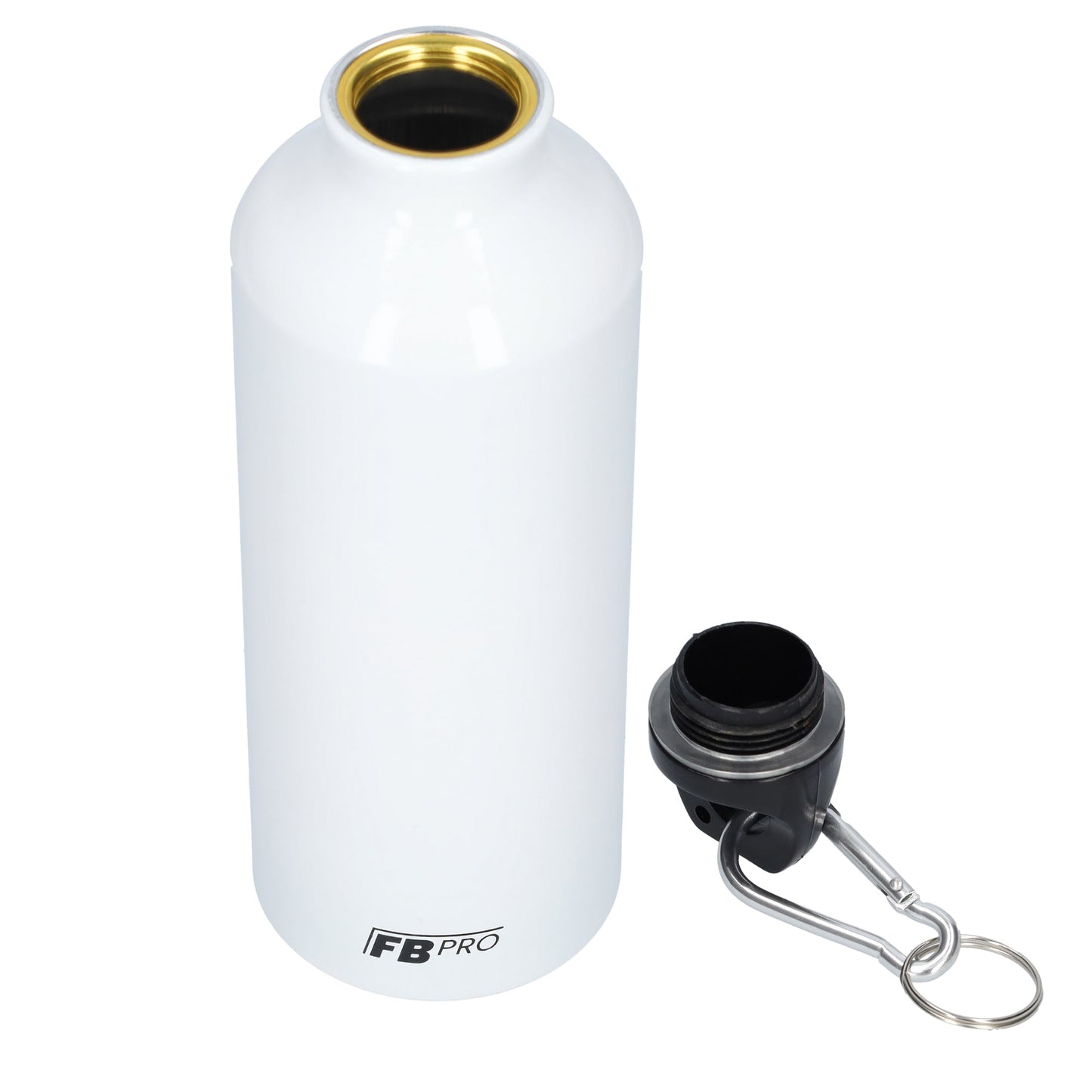 Aluminium drinkfles met o-dop - Waterfles - 500 ml - Met handige karabijnhaak - Modern design - Wit