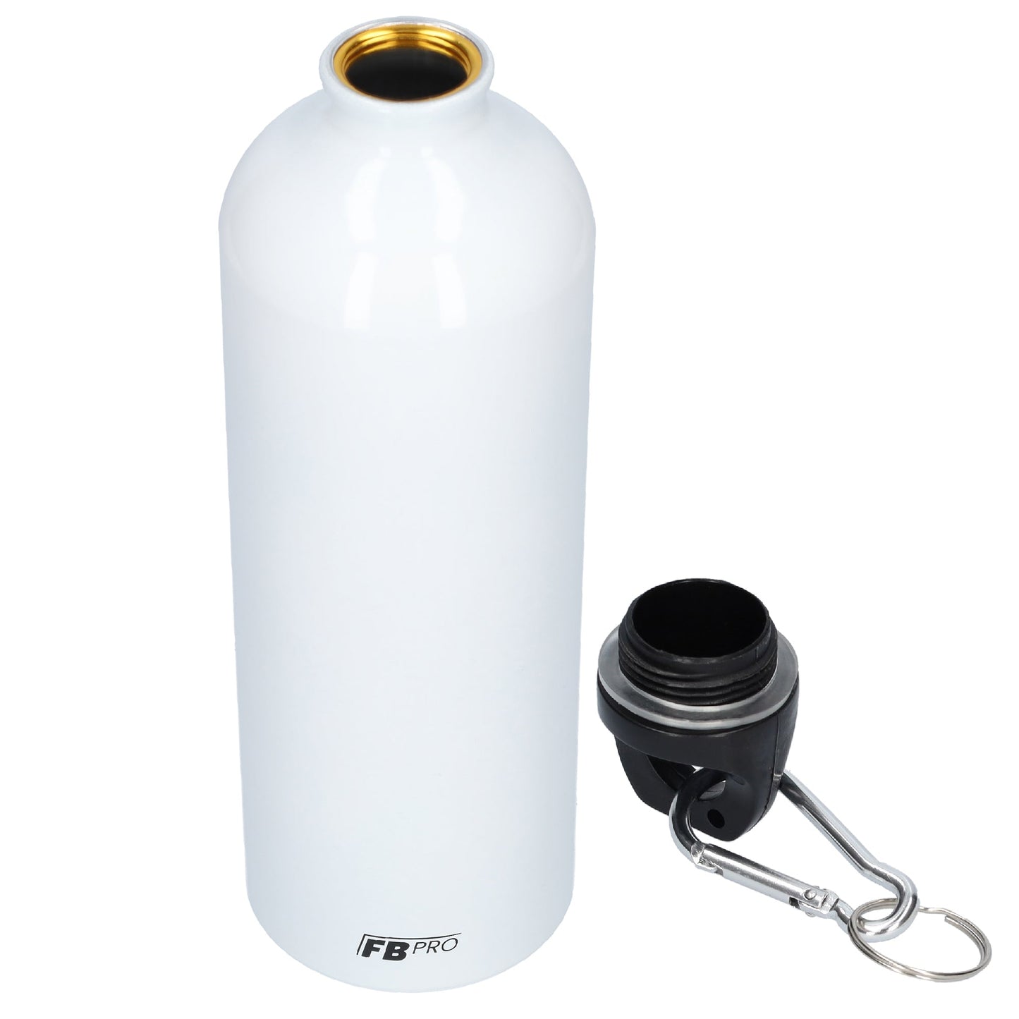 Aluminium drinkfles met o-dop - Waterfles - 1L - Met handige karabijnhaak - Modern design - W