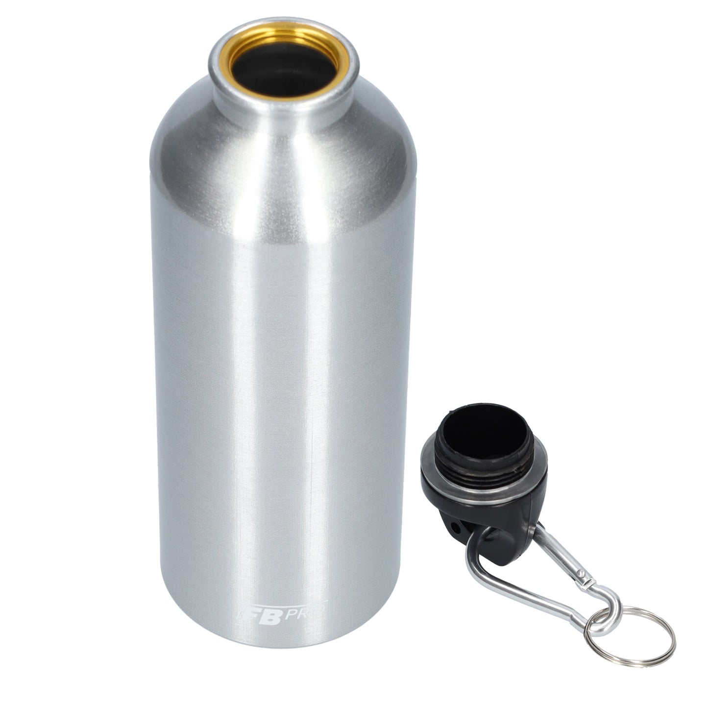 Aluminium drinkfles met o-dop - Waterfles - 500 ml - Met handige karabijnhaak - Modern design - Zilver