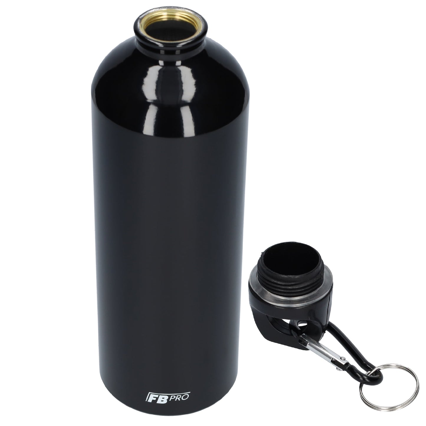 Aluminium drinkfles met o-dop - Waterfles - 1L - Modern design - Zwart