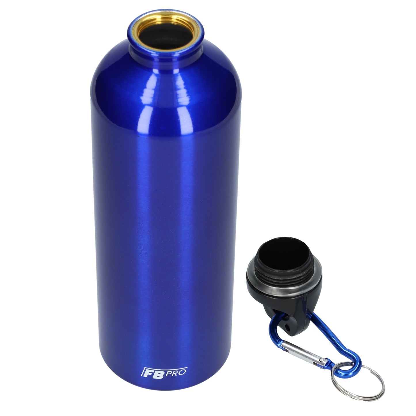 Aluminium drinkfles met o-dop - Waterfles - 750 ml - Met handige karabijnhaak - Modern design - Blauw