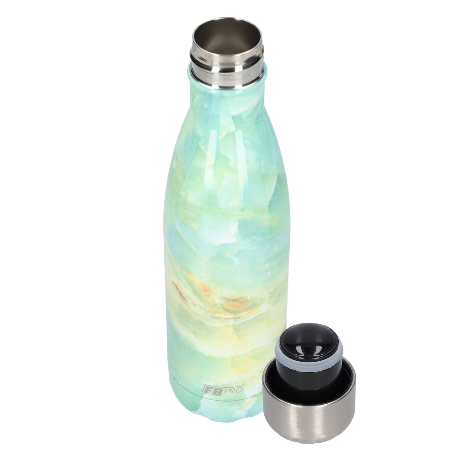 FBFS29, Thermosfles, Drinkfles, Waterfles - 500ml - Turquoise Marble - Turquoise Marmer