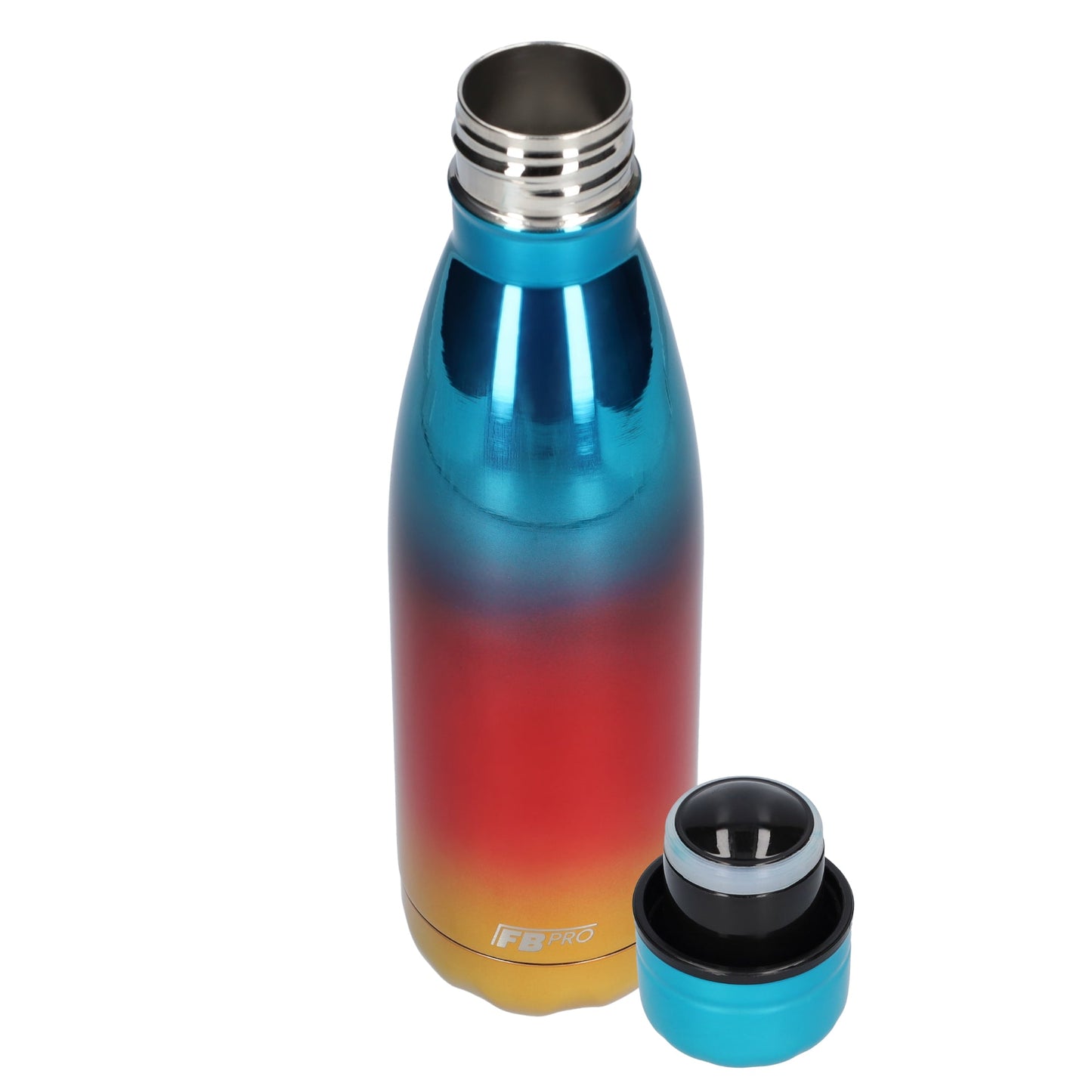 FBFS49, Thermosfles, Drinkfles, Waterfles - 500ml - Chrome Blue, Red & Yellow - Chroom Blauw, Rood & Geel