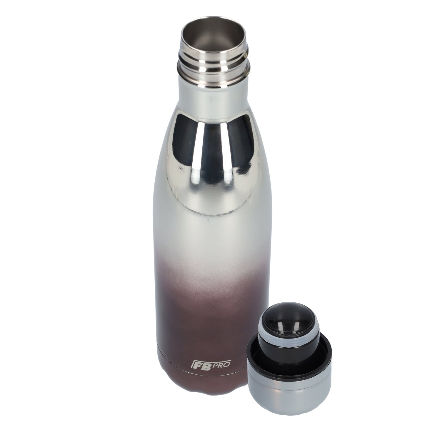 FBFS51, Thermosfles, Drinkfles, Waterfles - 500ml - Chrome Silver Brown - Chrome Zilver Bruin