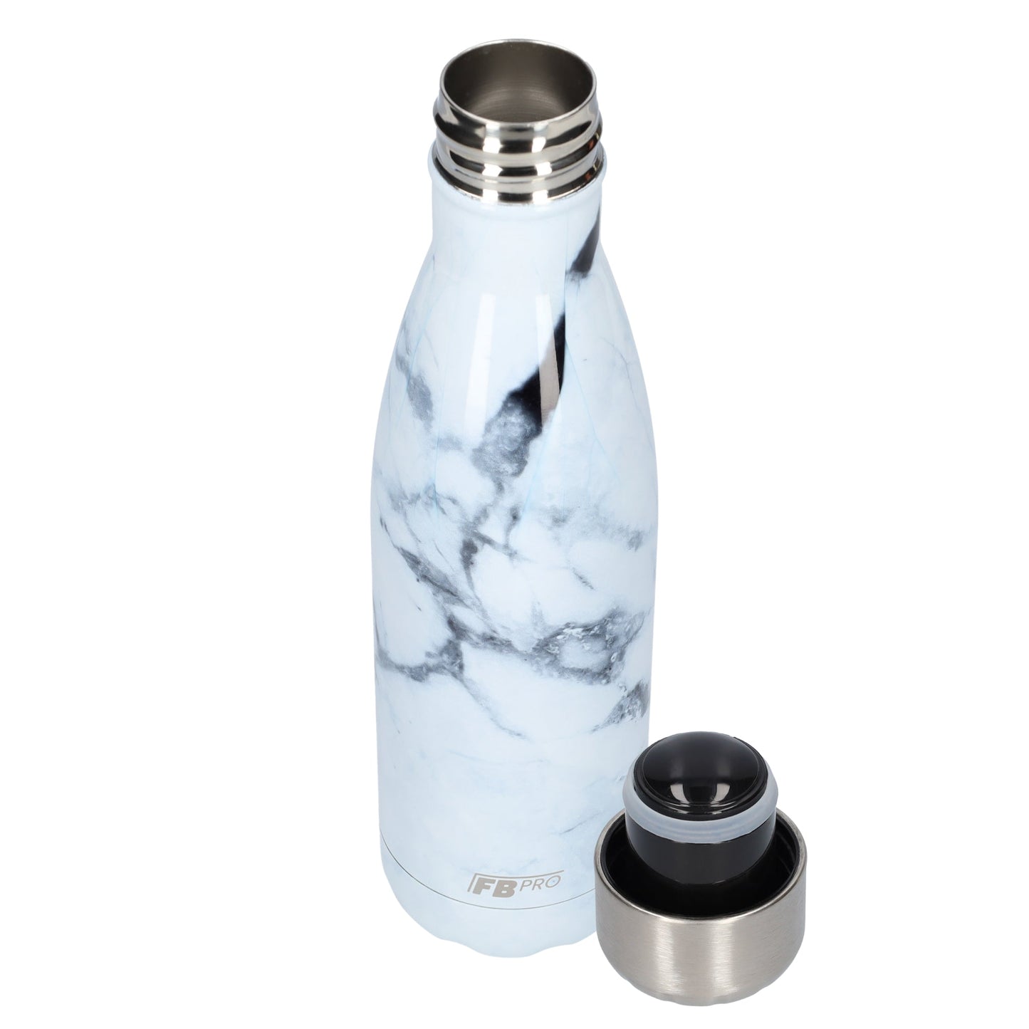 FBFS33, Thermosfles, Drinkfles, Waterfles - 500ml - White Marble - Wit Marmer
