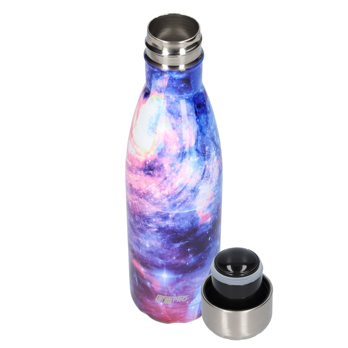 FBFS88, Thermosfles, Drinkfles, Waterfles - 500ml - Galaxy Purple - Sterrenhemel Paars